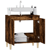 Sink Cabinet Smoked Oak 58x33x60 cm Engineered Wood - 45-Degree Angle