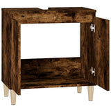 Sink Cabinet Smoked Oak 58x33x60 cm Engineered Wood - Close-Up Angle