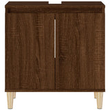 Sink Cabinet Brown Oak 58x33x60 cm Engineered Wood - Rear View