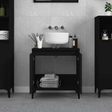 Sink Cabinet Black 58x33x60 cm Engineered Wood - Side View