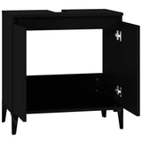 Sink Cabinet Black 58x33x60 cm Engineered Wood - Close-Up Angle