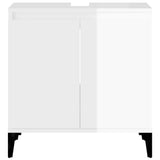 Sink Cabinet High Gloss White 58x33x60 cm Engineered Wood - Rear View
