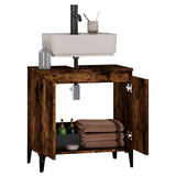 Sink Cabinet Smoked Oak 58x33x60 cm Engineered Wood - 45-Degree Angle