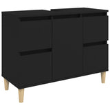 Sink Cabinet Black 80x33x60 cm Engineered Wood - Front View