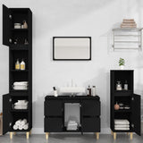 Sink Cabinet Black 80x33x60 cm Engineered Wood - Side View