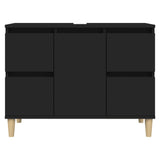 Sink Cabinet Black 80x33x60 cm Engineered Wood