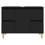 Sink Cabinet Black 80x33x60 cm Engineered Wood - 45-Degree Angle