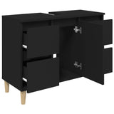 Sink Cabinet Black 80x33x60 cm Engineered Wood - Rear View