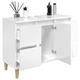 Sink Cabinet High Gloss White 80x33x60 cm Engineered Wood - Top-Down View