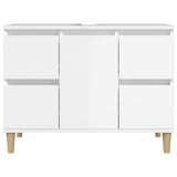 Sink Cabinet High Gloss White 80x33x60 cm Engineered Wood