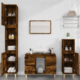 Sink Cabinet Smoked Oak 80x33x60 cm Engineered Wood - Side View