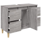 Sink Cabinet Grey Sonoma 80x33x60 cm Engineered Wood - Rear View