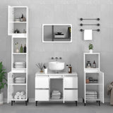 Sink Cabinet High Gloss White 80x33x60 cm Engineered Wood - Side View