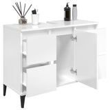 Sink Cabinet High Gloss White 80x33x60 cm Engineered Wood - Top-Down View