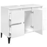 Sink Cabinet High Gloss White 80x33x60 cm Engineered Wood - Rear View