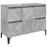 Sink Cabinet Concrete Grey 80x33x60 cm Engineered Wood - Front View