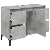 Sink Cabinet Concrete Grey 80x33x60 cm Engineered Wood - Rear View