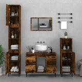 Sink Cabinet Smoked Oak 80x33x60 cm Engineered Wood - Side View