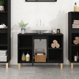 Sink Cabinet Black 80x33x60 cm Engineered Wood - Side View