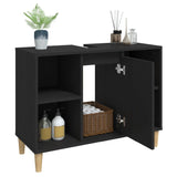 Sink Cabinet Black 80x33x60 cm Engineered Wood - 45-Degree Angle