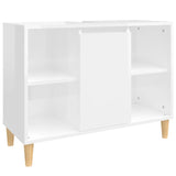 Sink Cabinet High Gloss White 80x33x60 cm Engineered Wood - Front View