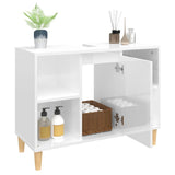 Sink Cabinet High Gloss White 80x33x60 cm Engineered Wood - 45-Degree Angle