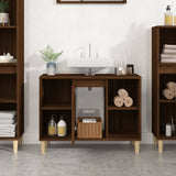 Sink Cabinet Brown Oak 80x33x60 cm Engineered Wood - Side View