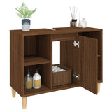 Sink Cabinet Brown Oak 80x33x60 cm Engineered Wood - 45-Degree Angle