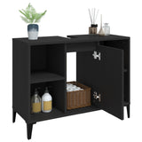 Sink Cabinet Black 80x33x60 cm Engineered Wood - 45-Degree Angle
