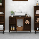 Sink Cabinet Brown Oak 80x33x60 cm Engineered Wood - Side View