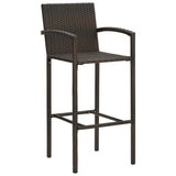 Bar Stools 4 pcs Brown Poly Rattan - Front View