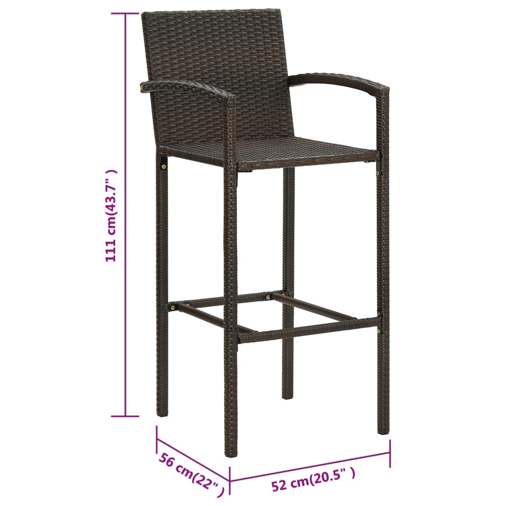 Bar Stools 4 pcs Brown Poly Rattan