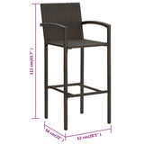 Bar Stools 4 pcs Brown Poly Rattan - Low Angle