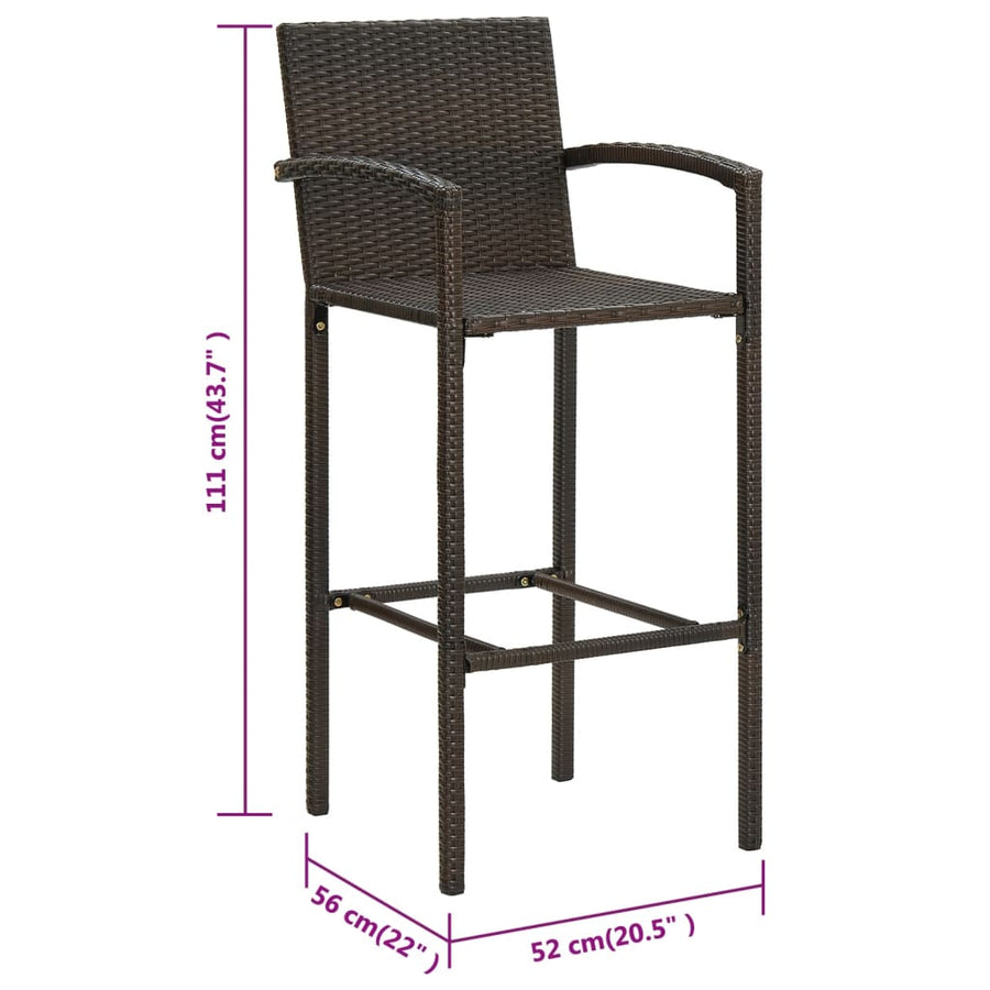 Bar Stools 4 pcs Brown Poly Rattan