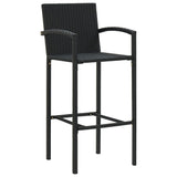 Bar Stools 4 pcs Black Poly Rattan - Front View