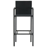 Bar Stools 4 pcs Black Poly Rattan - Side View