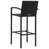 Bar Stools 4 pcs Black Poly Rattan - 45-Degree Angle