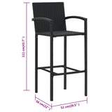 Bar Stools 4 pcs Black Poly Rattan - Low Angle