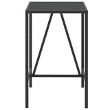 Bar Table with Glass Top Black 70x70x110 cm Poly Rattan - Side View