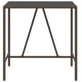 Bar Table with Glass Top Brown 110x70x110 cm Poly Rattan - Side View