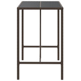 Bar Table with Glass Top Brown 110x70x110 cm Poly Rattan