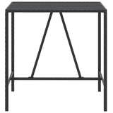 Bar Table with Glass Top Black 110x70x110 cm Poly Rattan - Side View