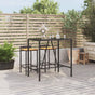 Bar Table with Glass Top Black 110x70x110 cm Poly Rattan