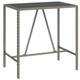 Bar Table with Glass Top Grey 110x70x110 cm Poly Rattan - Front View