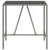Bar Table with Glass Top Grey 110x70x110 cm Poly Rattan - Side View