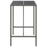 Bar Table with Glass Top Grey 110x70x110 cm Poly Rattan - Top-Down View