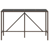 Bar Table with Glass Top Brown 180x70x110 cm Poly Rattan