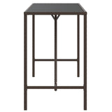 Bar Table with Glass Top Brown 180x70x110 cm Poly Rattan - Top-Down View