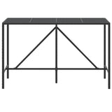 Bar Table with Glass Top Black 180x70x110 cm Poly Rattan - Side View