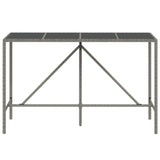 Bar Table with Glass Top Grey 180x70x110 cm Poly Rattan - Side View